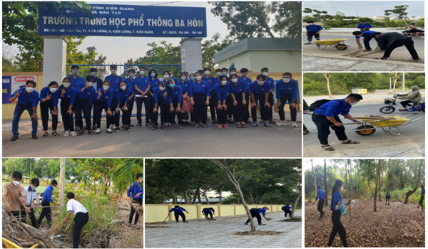 Đoàn trường THCS và THPT Ba Hòn tổ chức ra quân các hoạt động hưởng ứng tháng thanh niên năm 2022